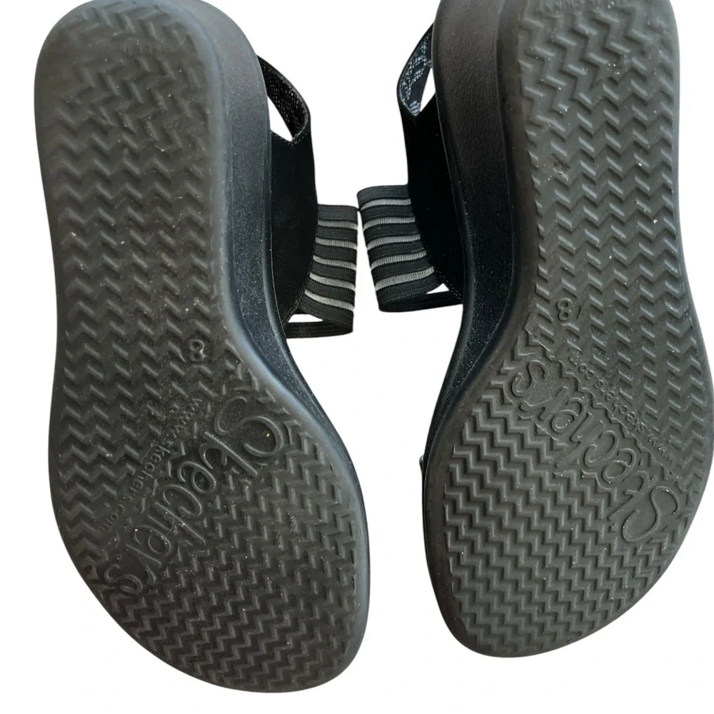 Skechers Black and Gray Wedge Sandals - Picture 2 of 6